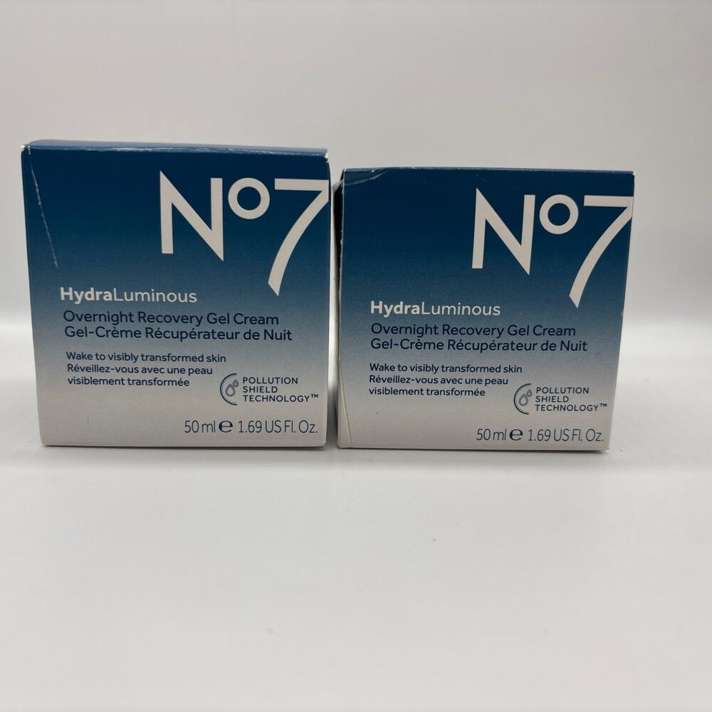 No7 Hydraluminous Overnight Recovery Gel Cream 1.69 oz Set Of 2 NEW